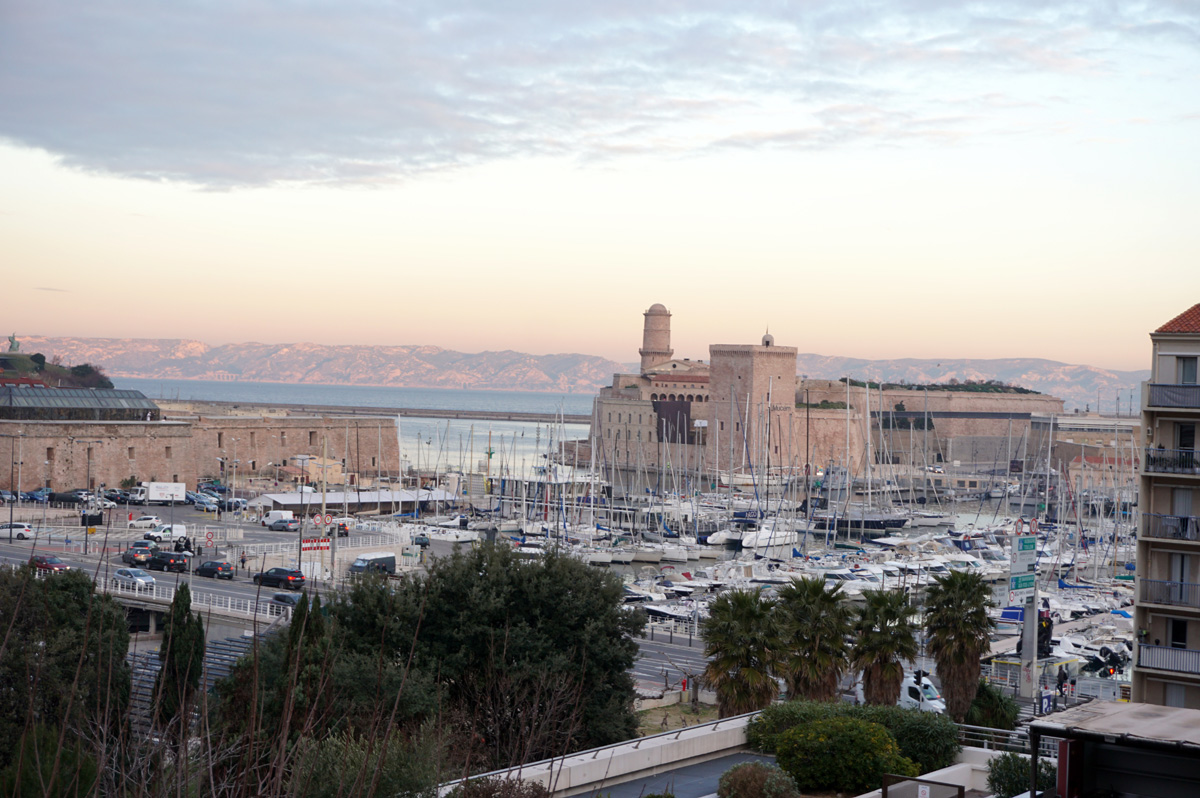 Around Marseilles, View to Old Harbor and Fort St Jean