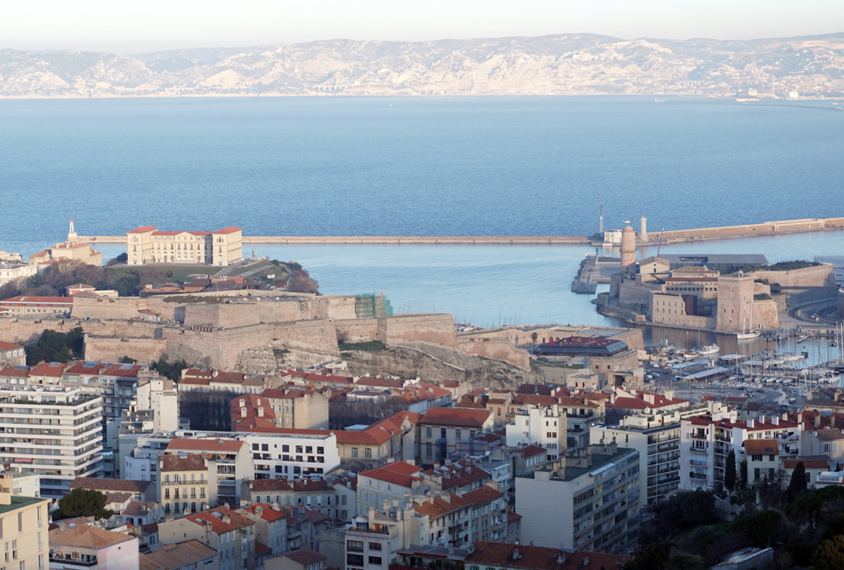 Notre-Dame de la Garde, Old Harbor view, from Notre-Dame