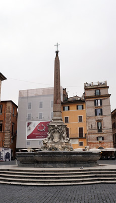 Obelisk and Fountain in front of the Pantheon, The Pantheon, Italy++ January 2019