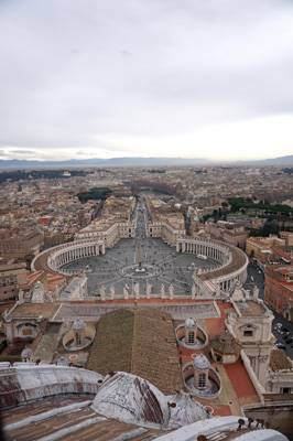St Peter's Square, from dome lantern, Italy++ January 2019
