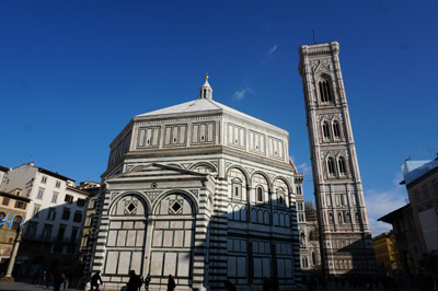 Baptistry (from west) + Campanile, Italy++ January 2019