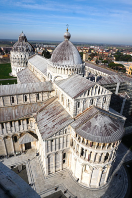 View from Tower to Cathedral, Pisa, Italy++ January 2019