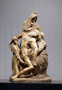 Michelangelo: Pieta (~1550) Elderly man is Michelangelo himself, Opera del Duomo Museum, Italy++ January 2019