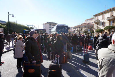 En route to Marseilles: Waiting for the buses at Albenga A five, Around Genoa, Italy++ January 2019