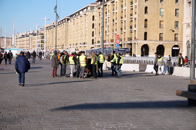 Some Gilets Jaunes at Old Harbor, Around Marseilles, Italy++ January 2019