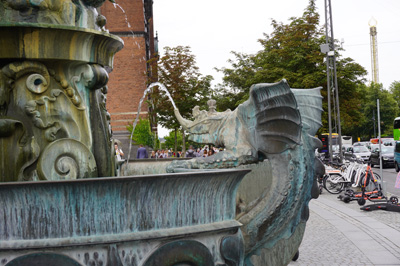 Dragon/Crocodile Fountain, outside City Hall, Copenhagen 2019