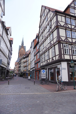 Preserved/Restored old town street, Hanover, Germany 2019