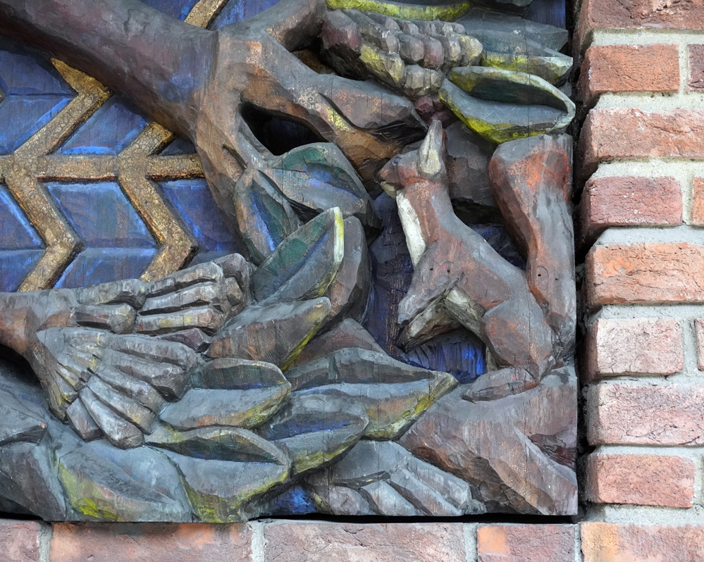 Oslo City Hall: Norse Mythology, The Squirrel Ratatosk, who carries messages from the Eagle to Nidhogg