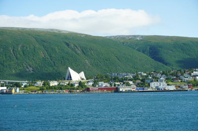View to Arctic Cathedral, Tromso, Norway 2019