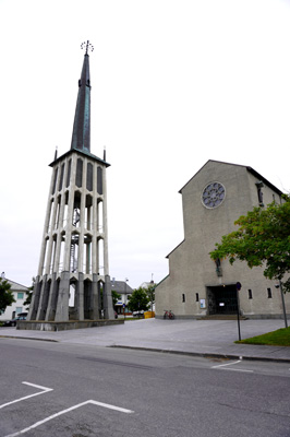 Bodo church, with striking steeple, Norway 2019