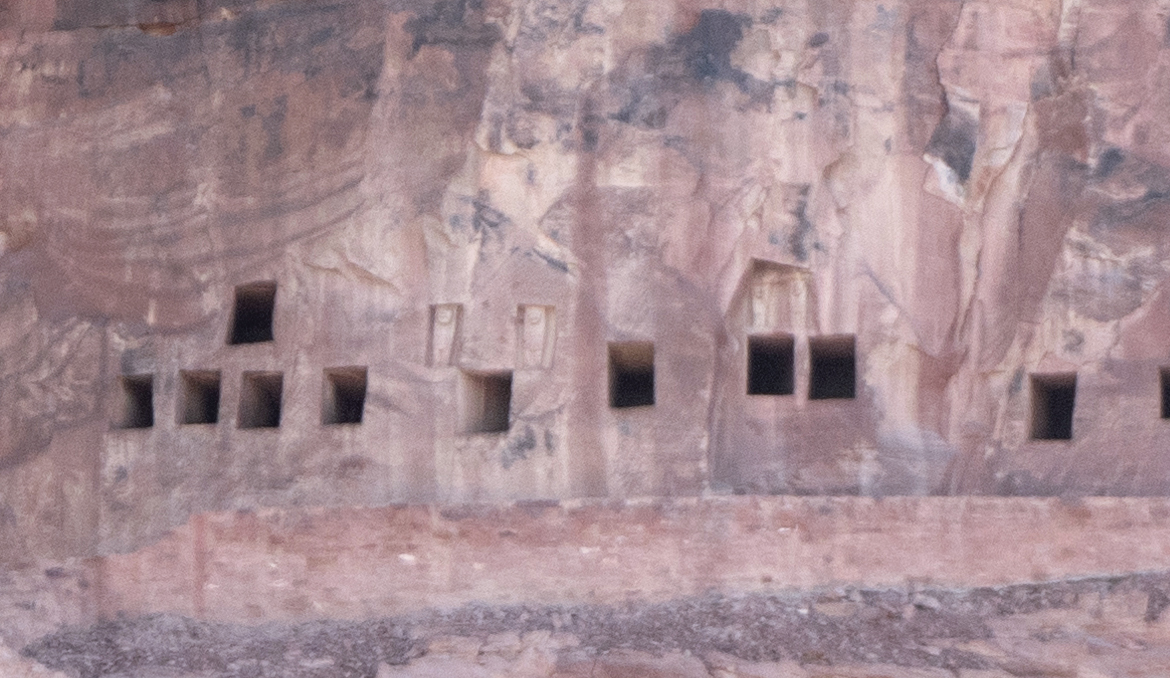 Al Ula: Dadan, Zoomed distant view to Lion Tombs