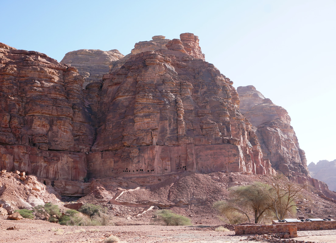 Al Ula: Dadan, Very distant view to Lion Tombs