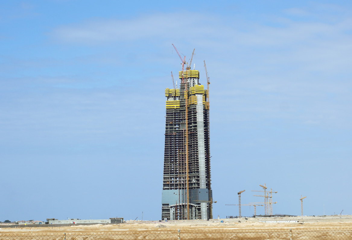 Jeddah, Jeddah Tower Intended to be 1km high.  Construction is frozen, alas.