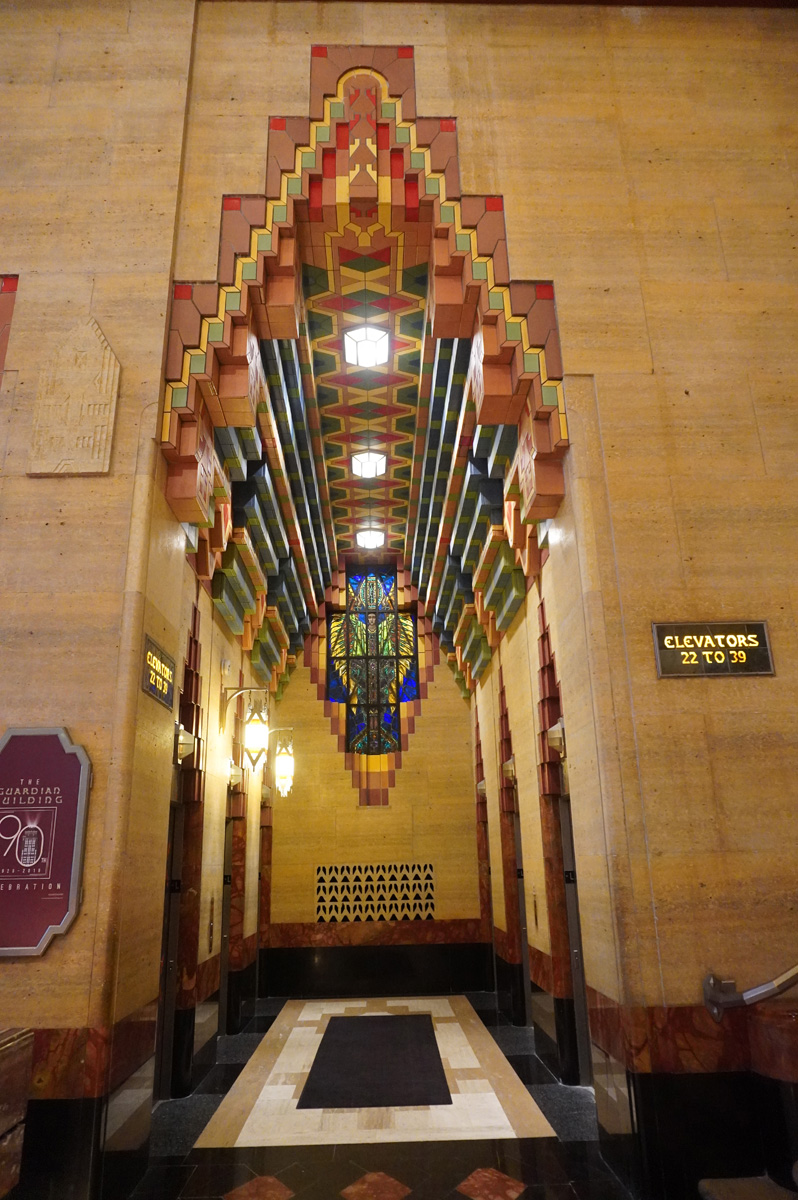 Detroit: The Guardian Building, Art Deco elevator lobby