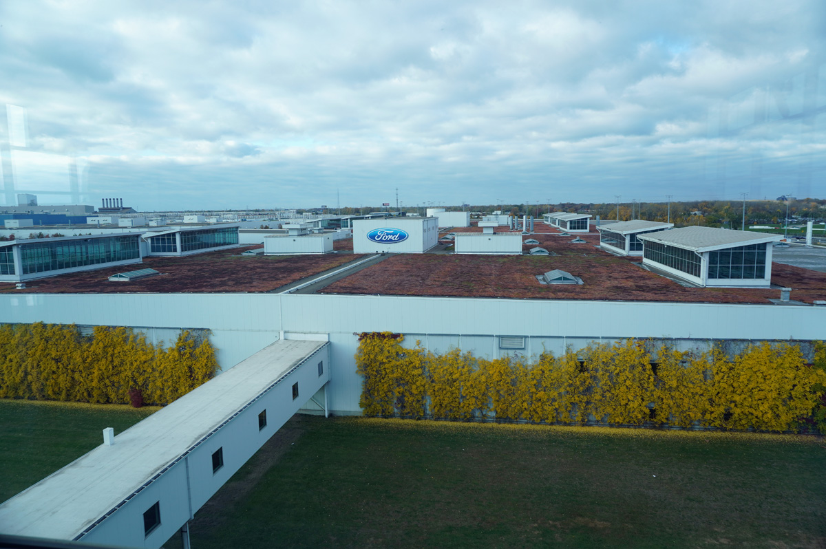 Ford Rouge Factory tour, View over new eco-friendly F150 Asembly Building With "green" roof