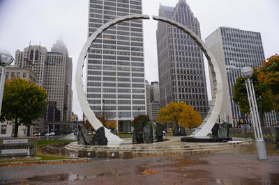 Labor Movement monument "Transcending", Downtown Detroit, Toronto - Chicago 2019