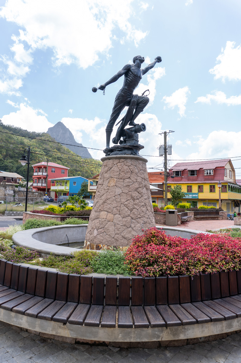 St Lucia: Trip to Soufriere, Soufriere Freedom Monument Commemorating slaves who defeated the British in 1796