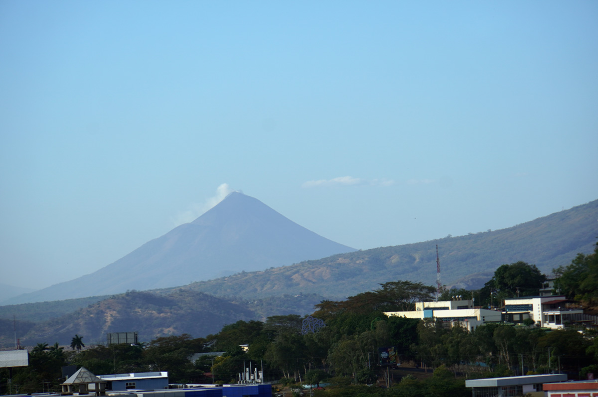 Nicaragua: Managua, View to Momotombo Volcano, from the Intercontinental