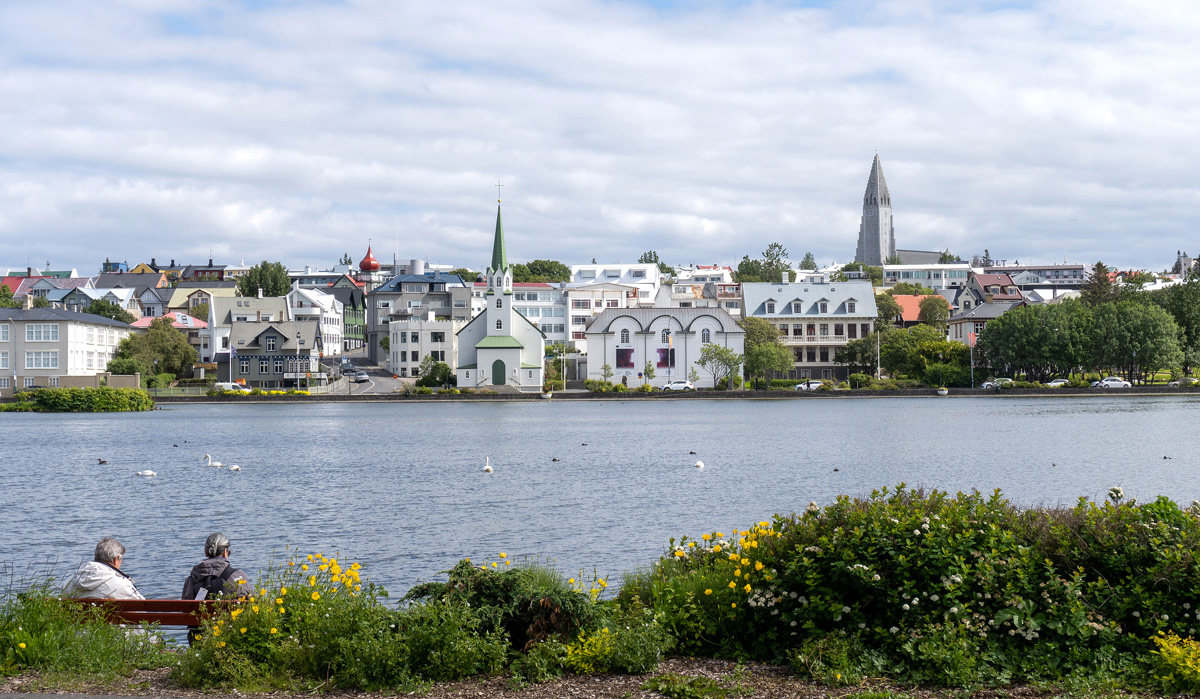 Reykjavik, View from West side of Lake Tjörnin