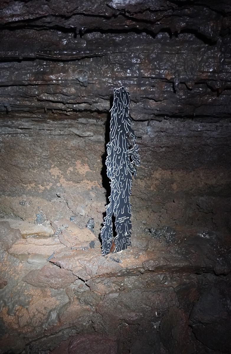 Leiðarendi Lava Tubes, Memorial marker for stolen stalagmite