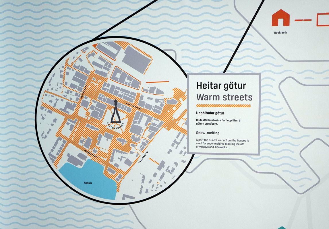 Hellisheiði Geothermal Power Station, Used heating water is used to warm streets