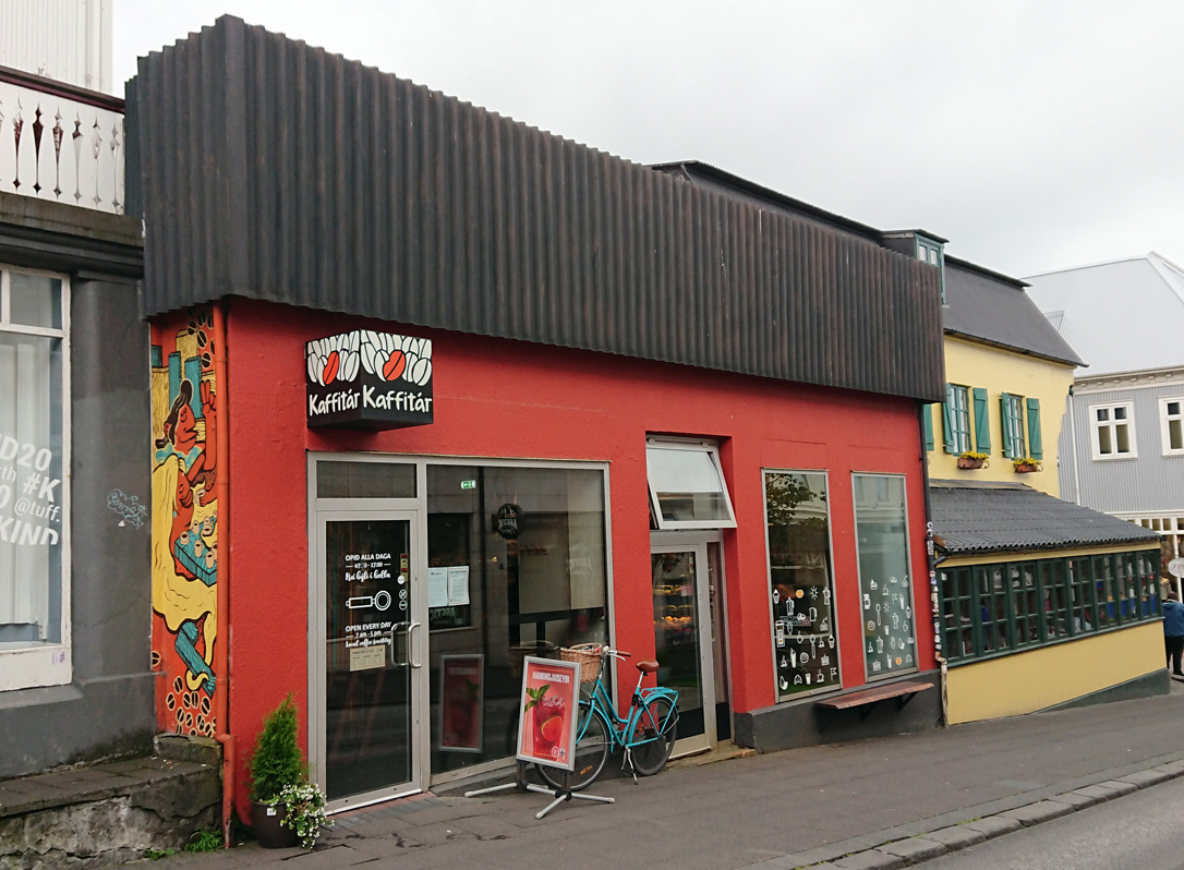 Reykjavik Food, Kaffitar: My regular morning Breakfast Stop  A "Swiss Mocha" and a donut