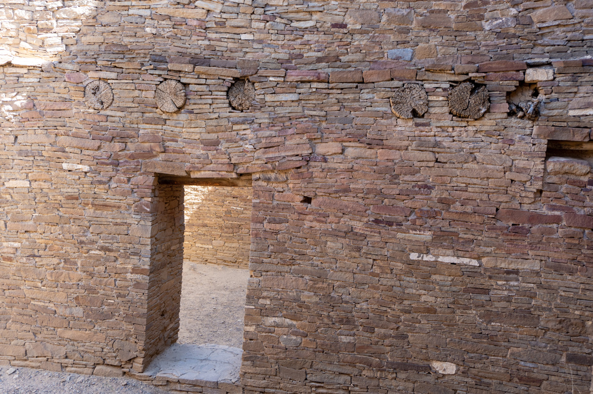 Chaco Canyon, Well built stone wall Log beam suported the next floor