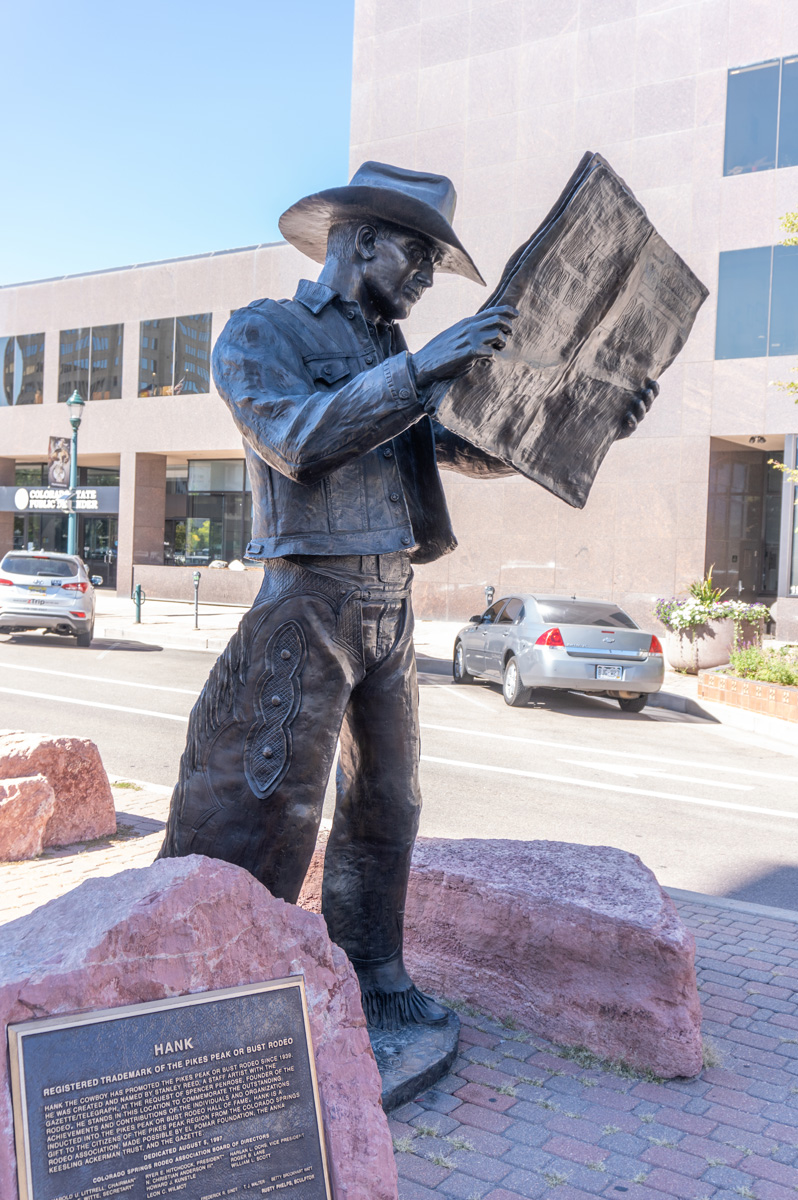 Colorado Springs, Hank the Cowboy Emblem of the "Pikes Peak or Bust" Rodeo