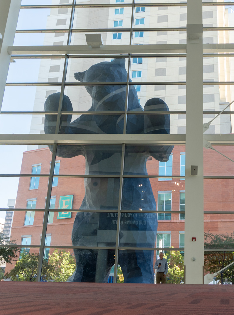 Denver, Big Blue Bear + Graham Viewed from inside the center