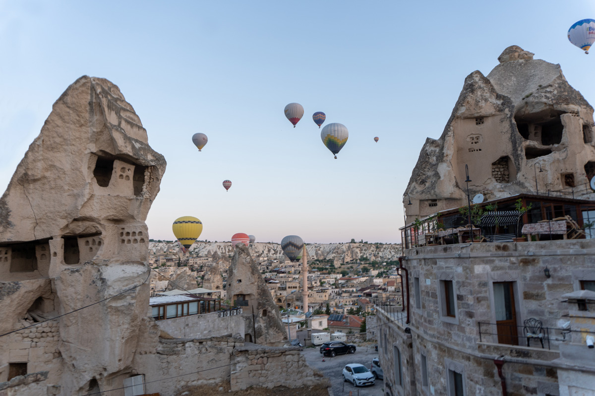 Balloon Parade view from my Goreme hotel