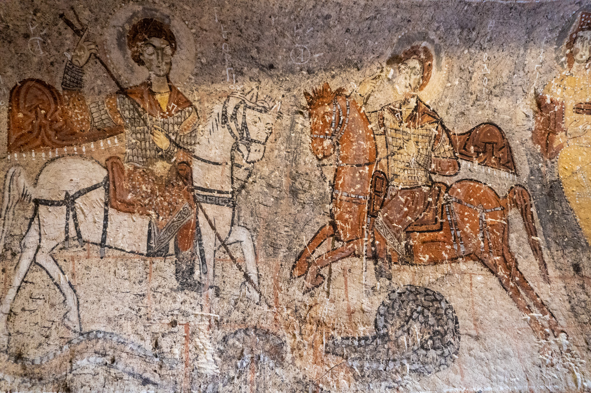 Goreme Open Air Museum, Yılanlı Kilise (Snake Church) St George a Snake (Dragon), and ???