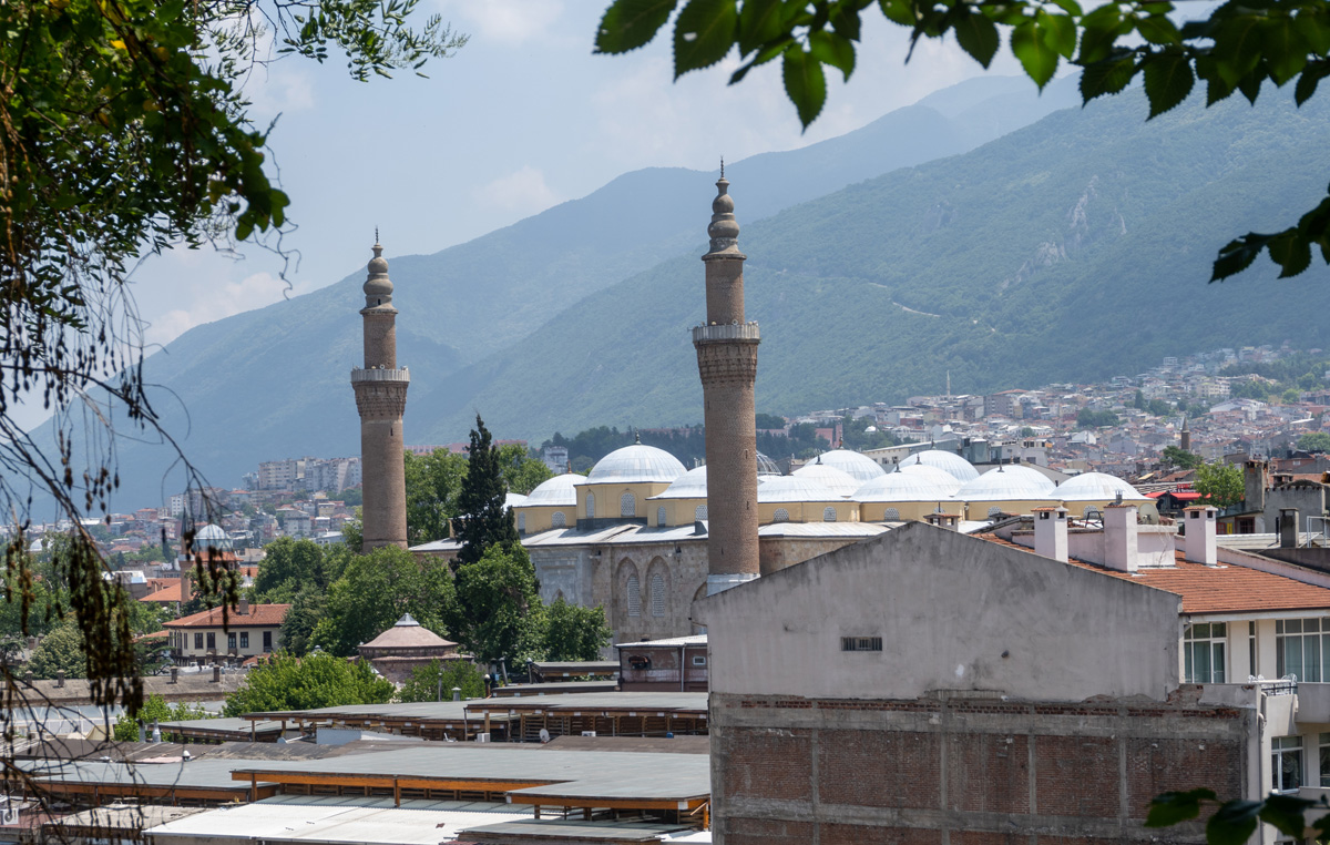 Grand Mosque of Bursa, View to the many-domed Bursa Grand Mosque