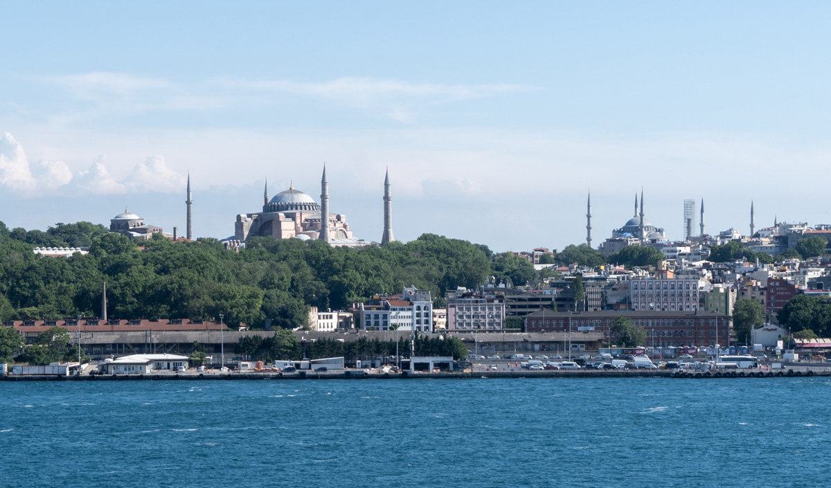 Around Istanbul, View from Karakoy to Hagia Sophia & Blue Mosque From my room at the JW Marriott Bosporus