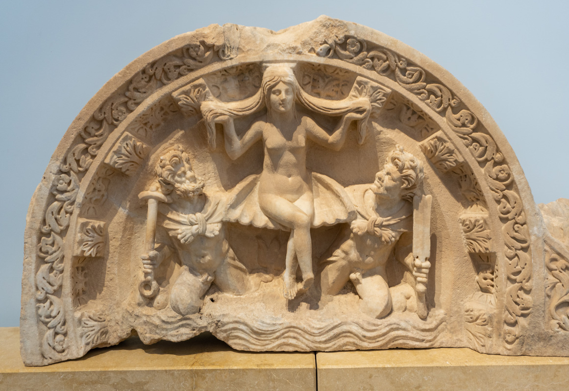 Aphrodisias Museum, Aphrodite borne by Tritons, 4th c AD