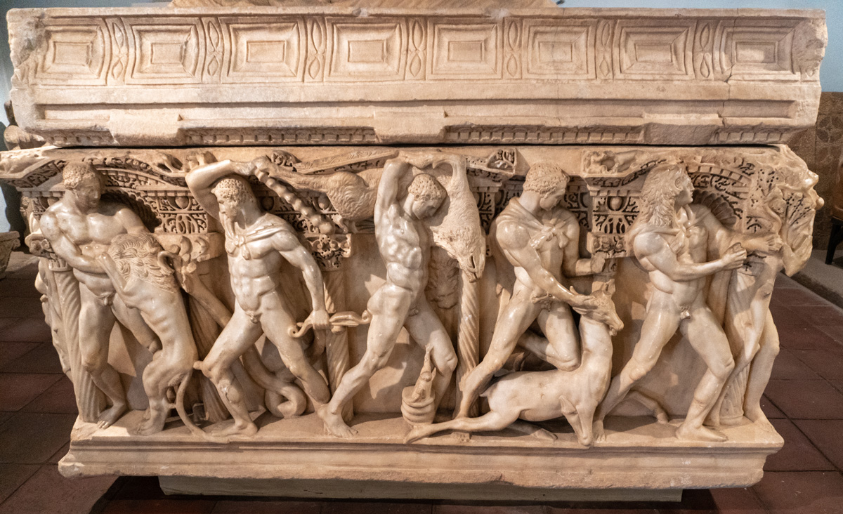 Konya Arcaheological Museum, Hercules Sarcophagus.  Showing his labors.  3rd c AD