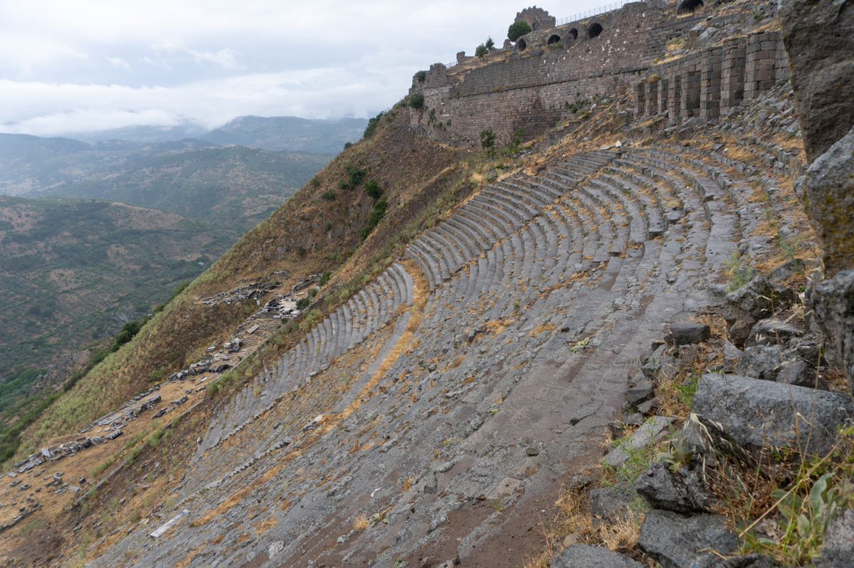 Pergamon Upper City, Greek Theatre Rock cut and unusually steep