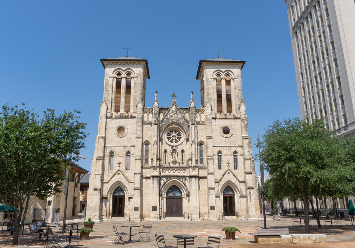 The Alamo, San Fernando Cathedral 19th c extension of 18th c core.