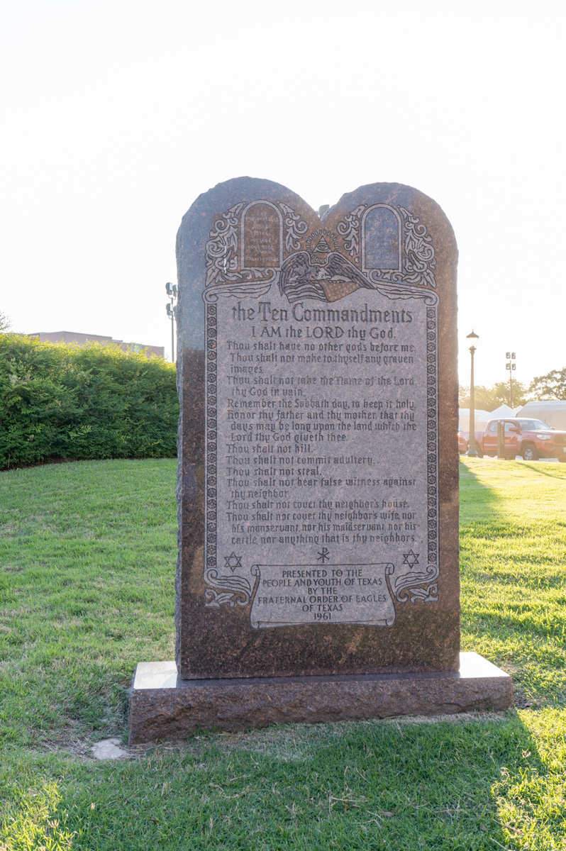 Texas State Capitol: Monuments and Memorials, Ten Commandments monument