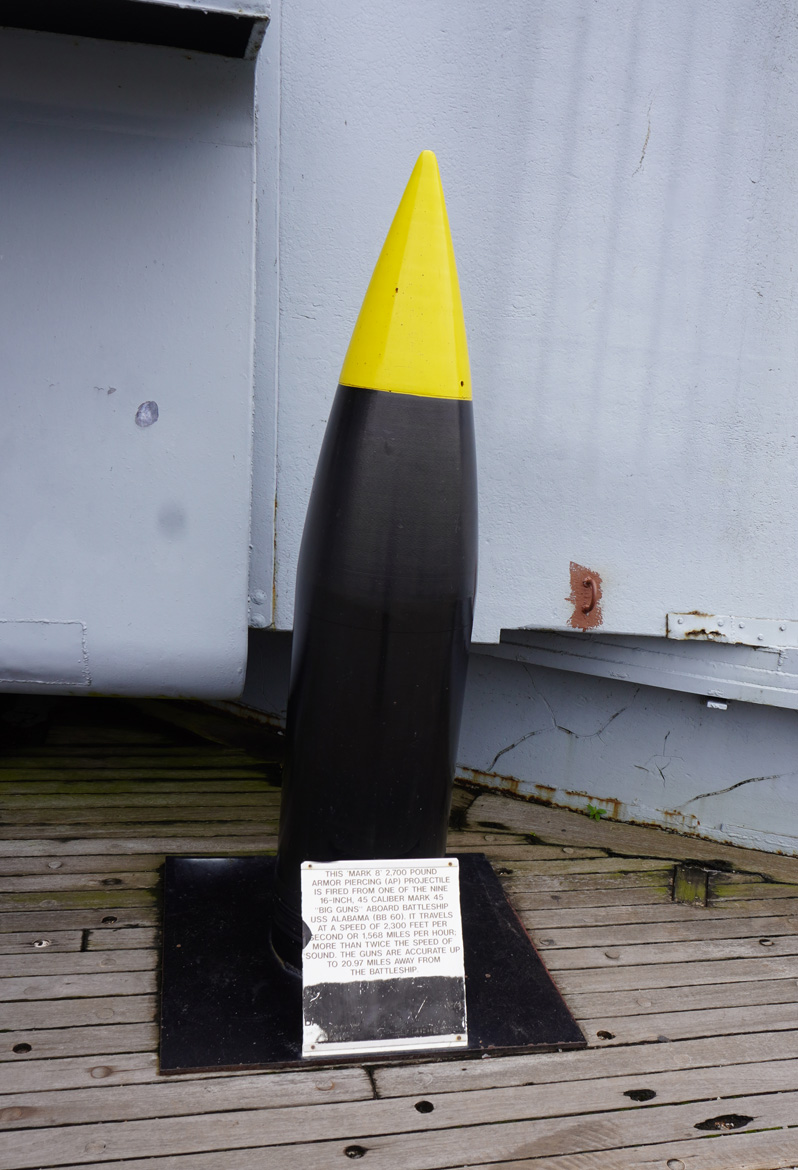 USS Alabama Battleship Memorial Park, 16 inch, 2700 lb shell