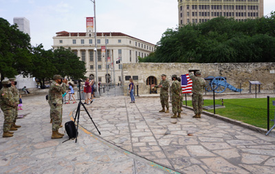 Patriotic visitors, The Alamo, Texas May 2021
