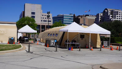 COVID-19 Rapid Test tent Required for entry to Senate gallery, Texas State Capitol, Texas May 2021