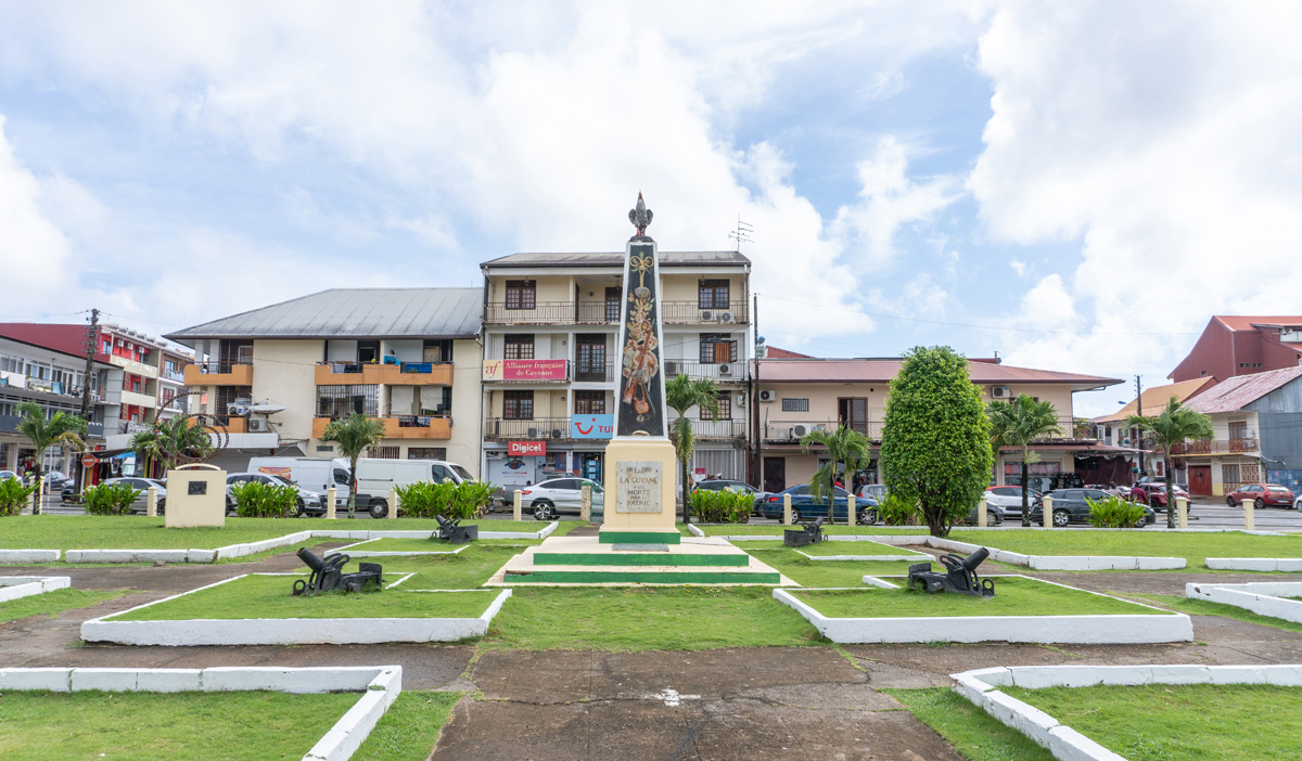 Cayenne, Place du Coq.  With WWI Memorial