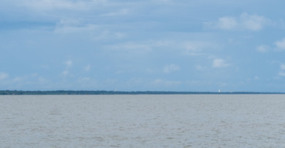 Distant view back to Kourou Space Center, Îles du Salut, French Guiana++, December 2022