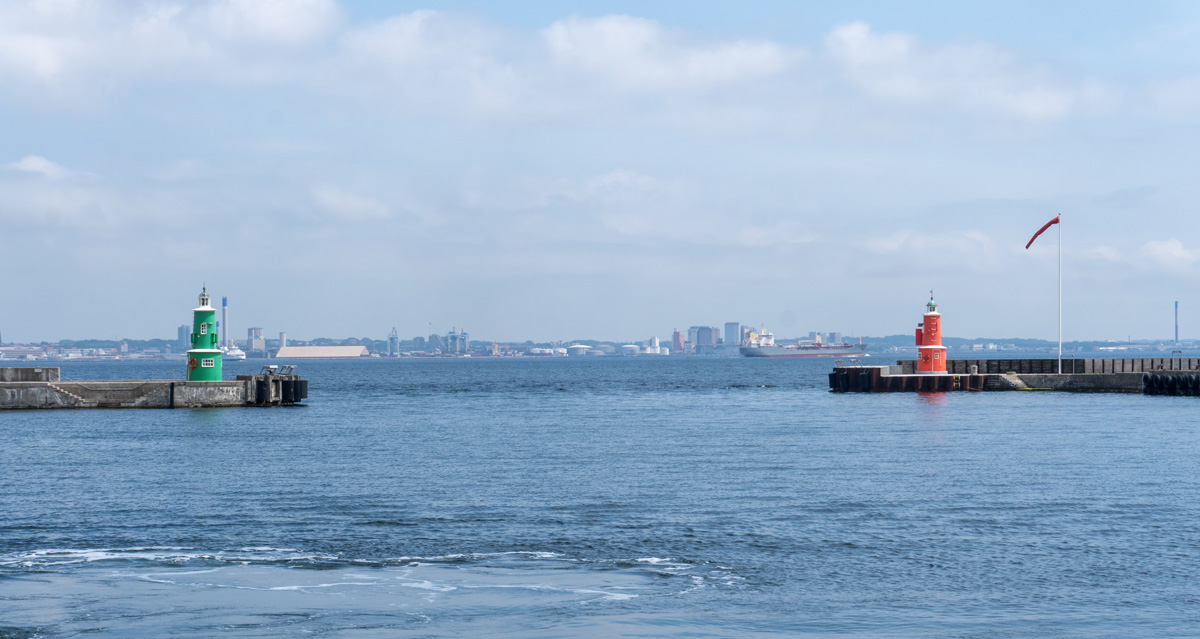 Helsingør (Elsinore), View out Helsingør Harbor, across to Sweden