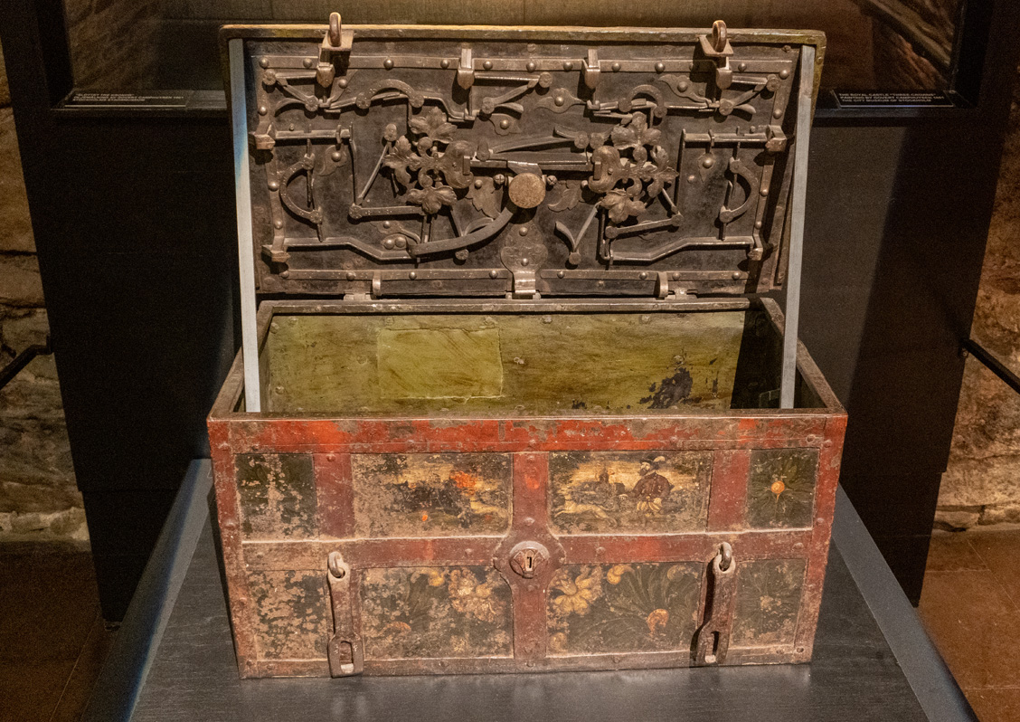 Stockholm: Royal Palace (Kungliga slottet), 16th c Regalia Chest, with elaborate lock