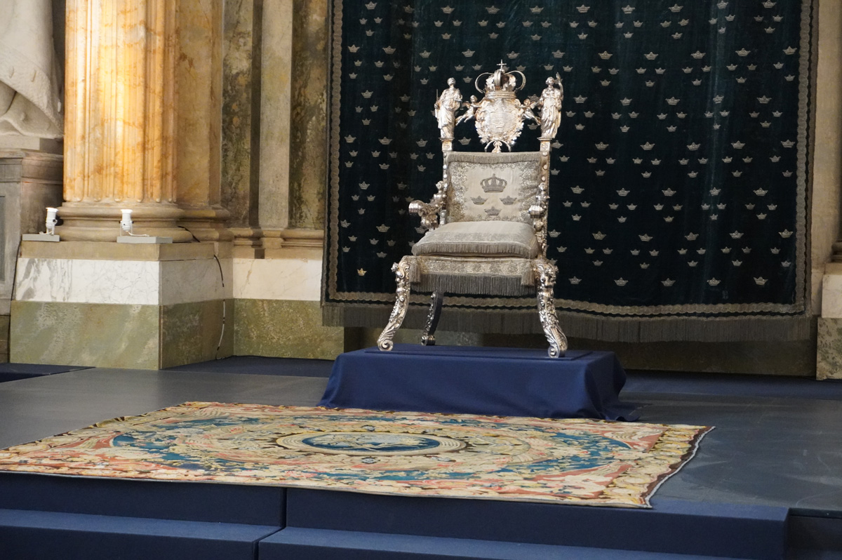 Stockholm: Royal Palace (Kungliga slottet), Hall of State: Silver Throne.  1650
