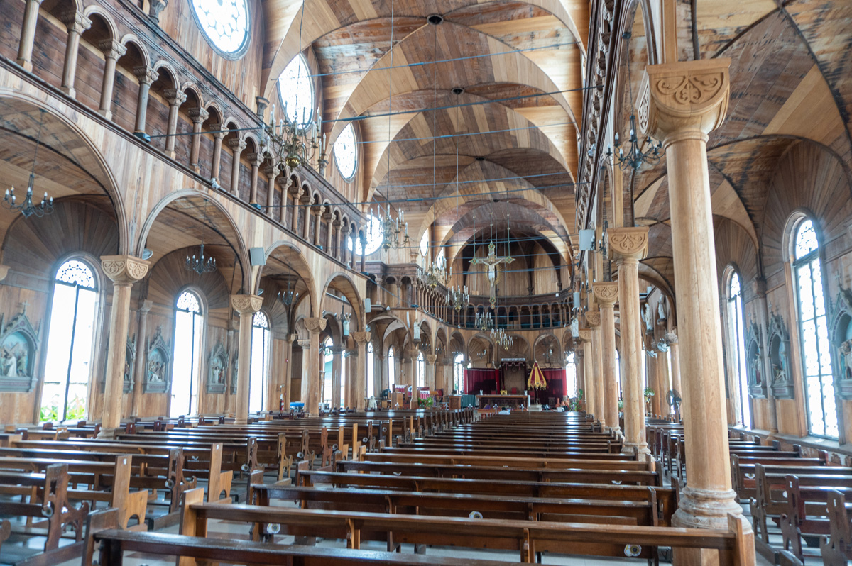 Paramaribo, St Peter & Paul Cathedral interior Note the fine wooden roof