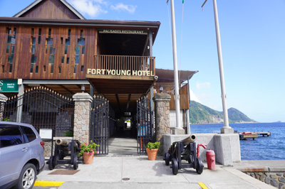 Fort Young Hotel, guarded by Cannon, Roseau, 2022 Dominica