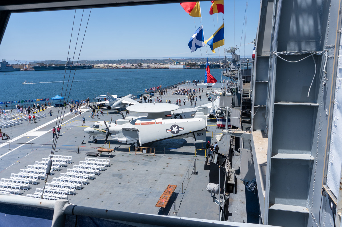 USS Midway Museum, Half of Flight Deck, from Conning Tower