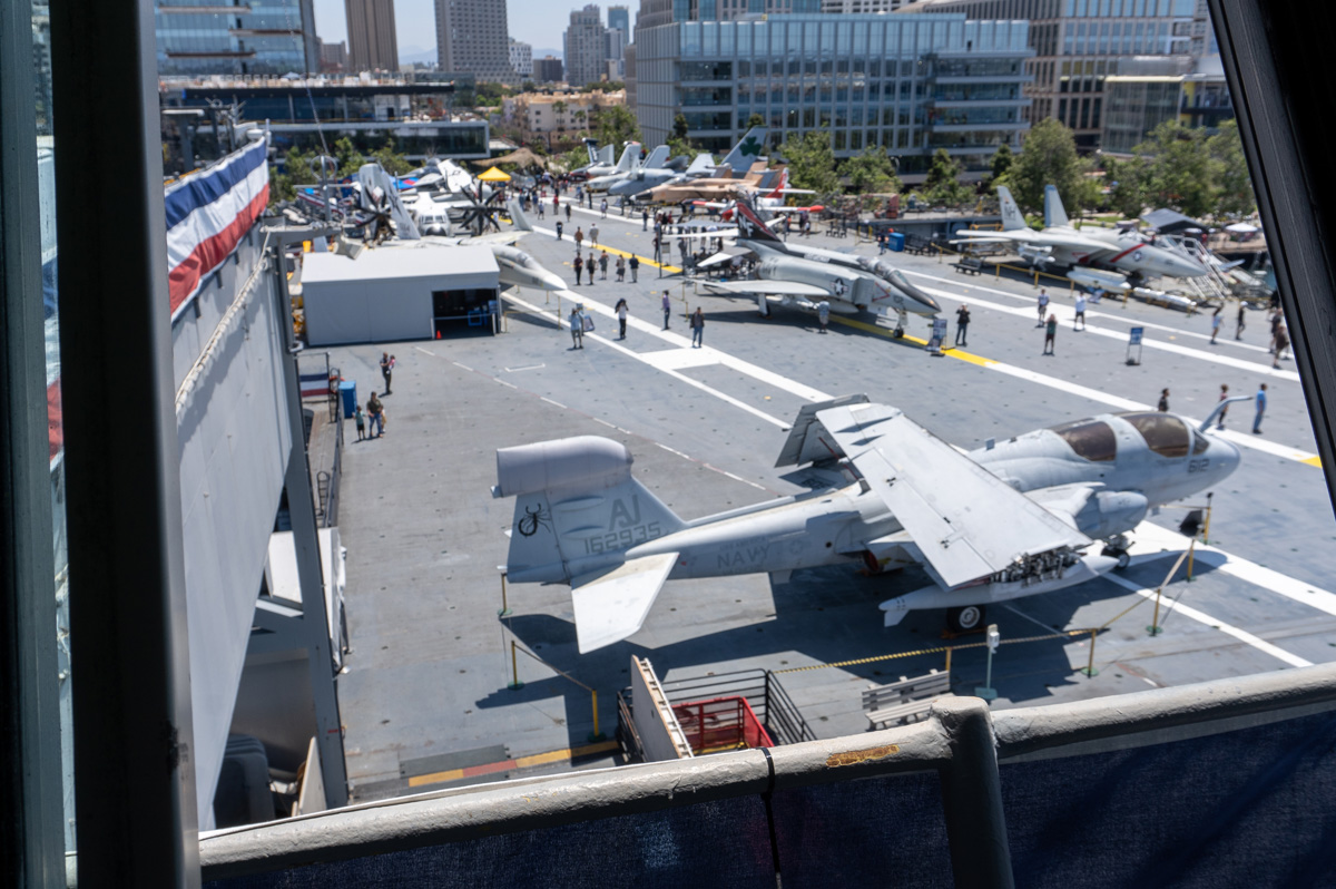 USS Midway Museum, Other Half of Flight Deck, from Conning Tower